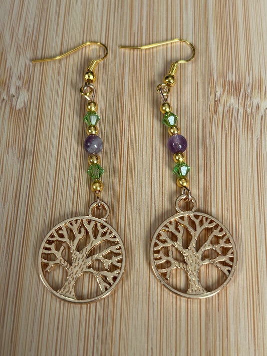 Mardi Gras Tree of Life earrings
