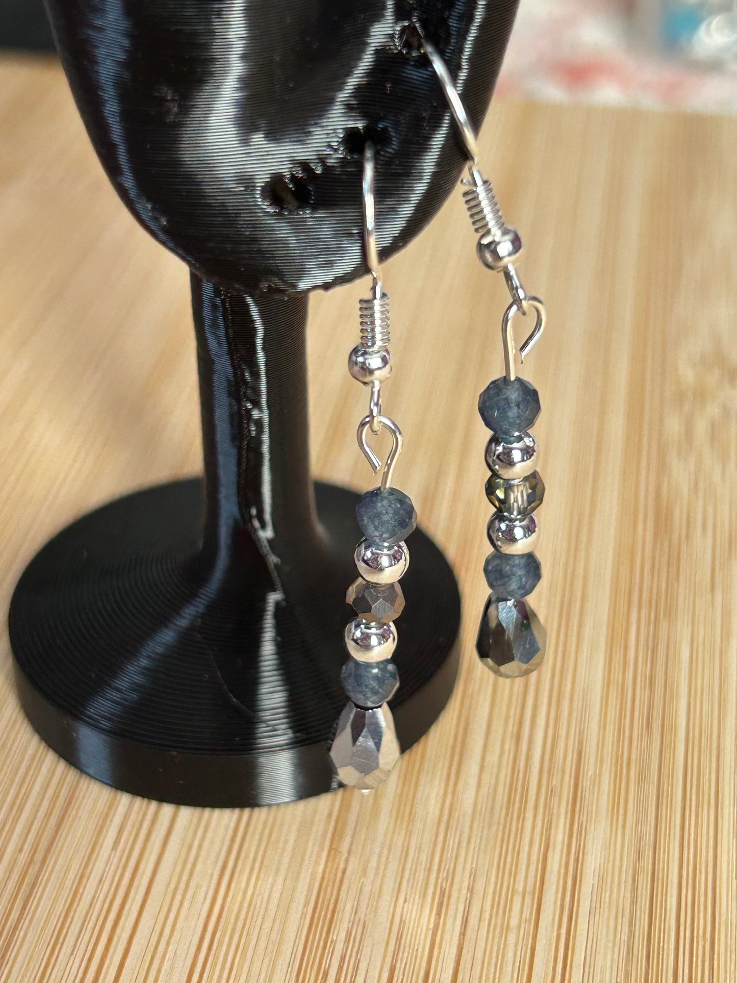 Sapphire and Black Crystal earrings